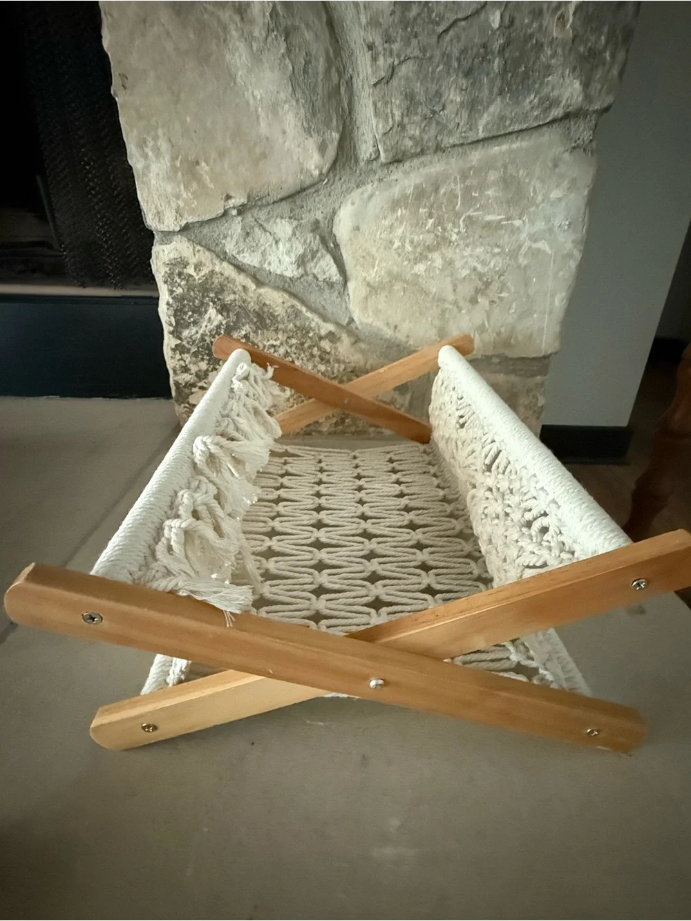 TWO for 1 Macrame Magazine/Book Rack Organizer - Cream